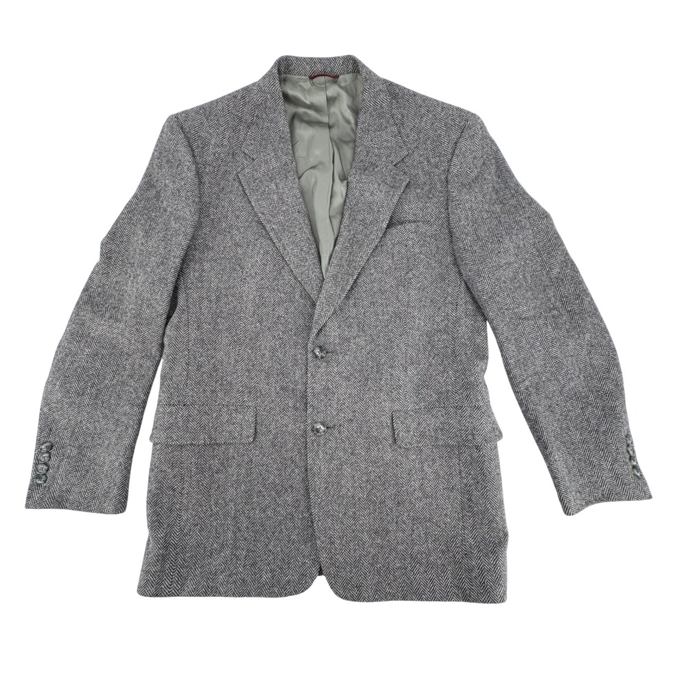 Vintage Hart‎ Schaffner Marx 39R Tweed Blazer Jacket Gray Herringbone Class Fit